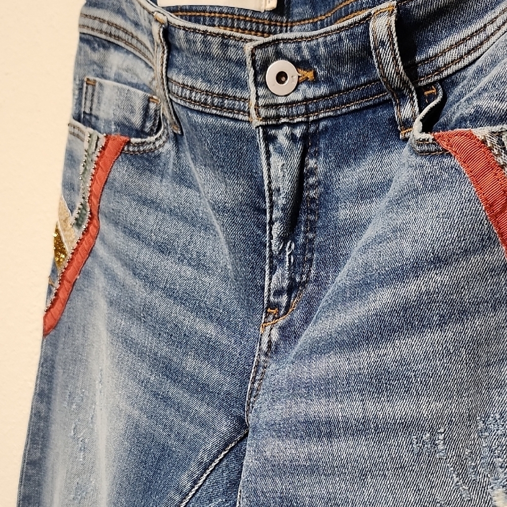 Pilcro and the Letterpress Red and Blue Skinny Jeans - Picture 5 of 16